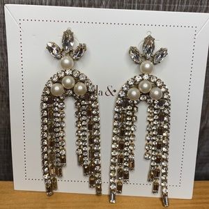 Diamond and Pearl cascade earrings